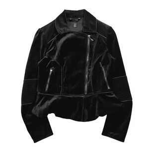 White House Black Market Velvet Moto Jacket Whimsigoth Goth Size 8